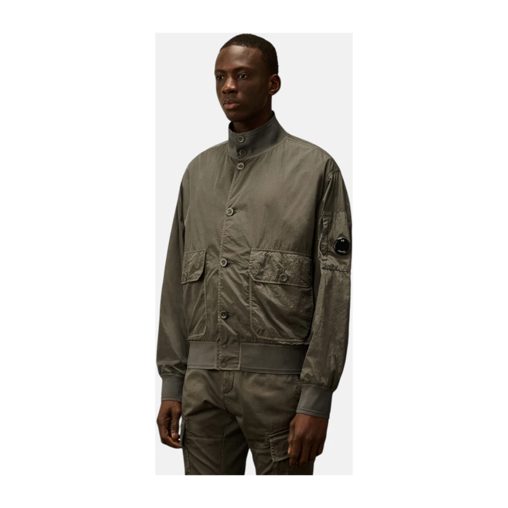 C.P. Company Glanzende Nylon Jas met Knoopdetails Green Heren