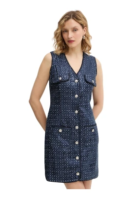 Sequin Denim Mini Klänning