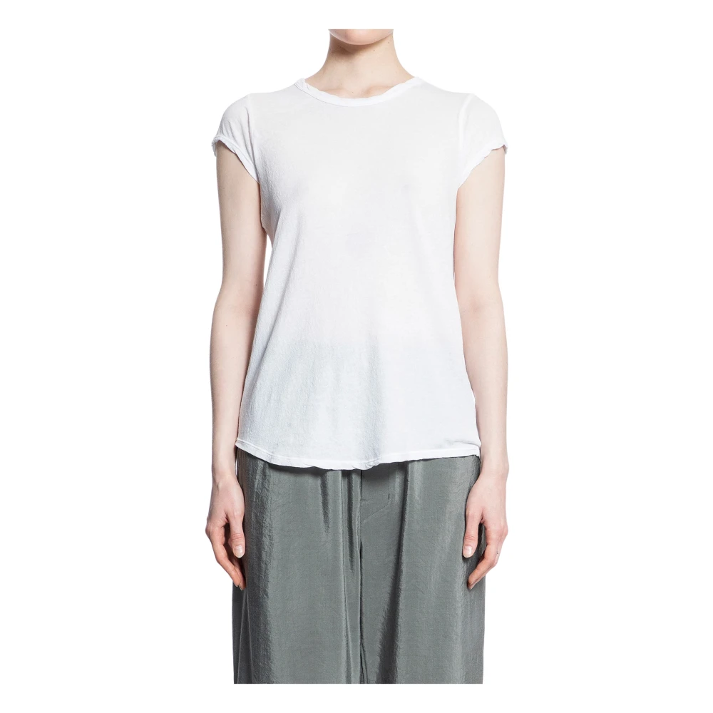 James Perse Witte Curved Hem Tee White Dames