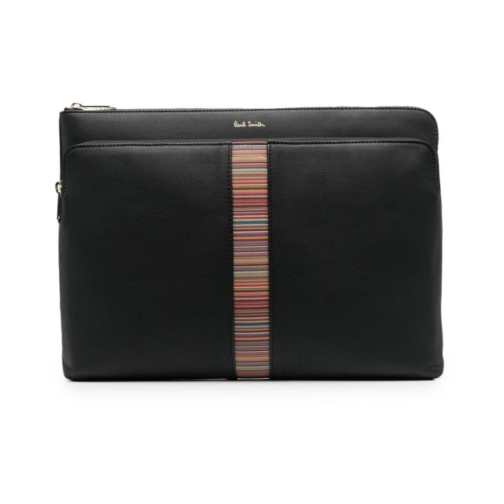 PS By Paul Smith Zwarte leren tas met logoprint Black Heren