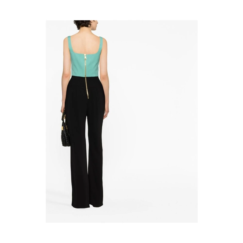 Balmain Zwarte broek met hoge taille en logo-ingelegde knopen Black Dames