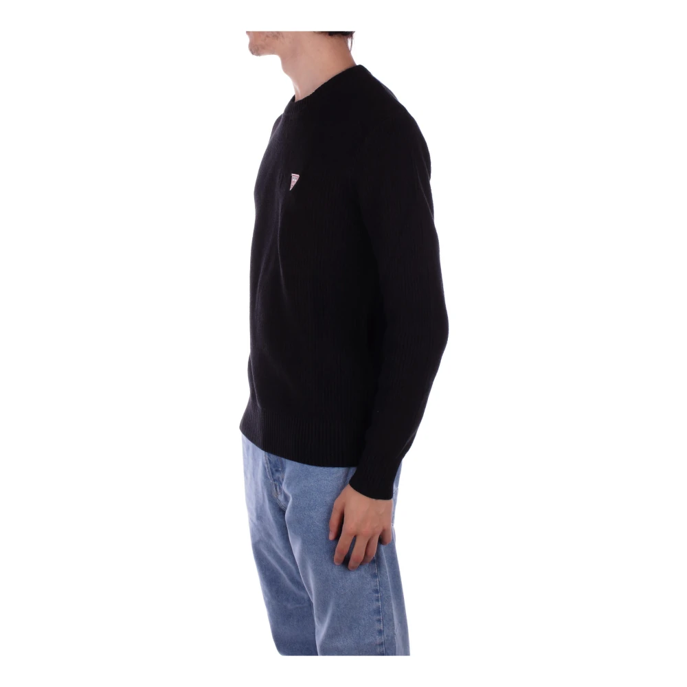 Guess Zwart Logo Front Sweater Black Heren