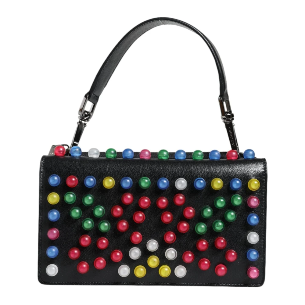 Dolce & Gabbana Zwarte leren handtas met handvat Multicolor Dames