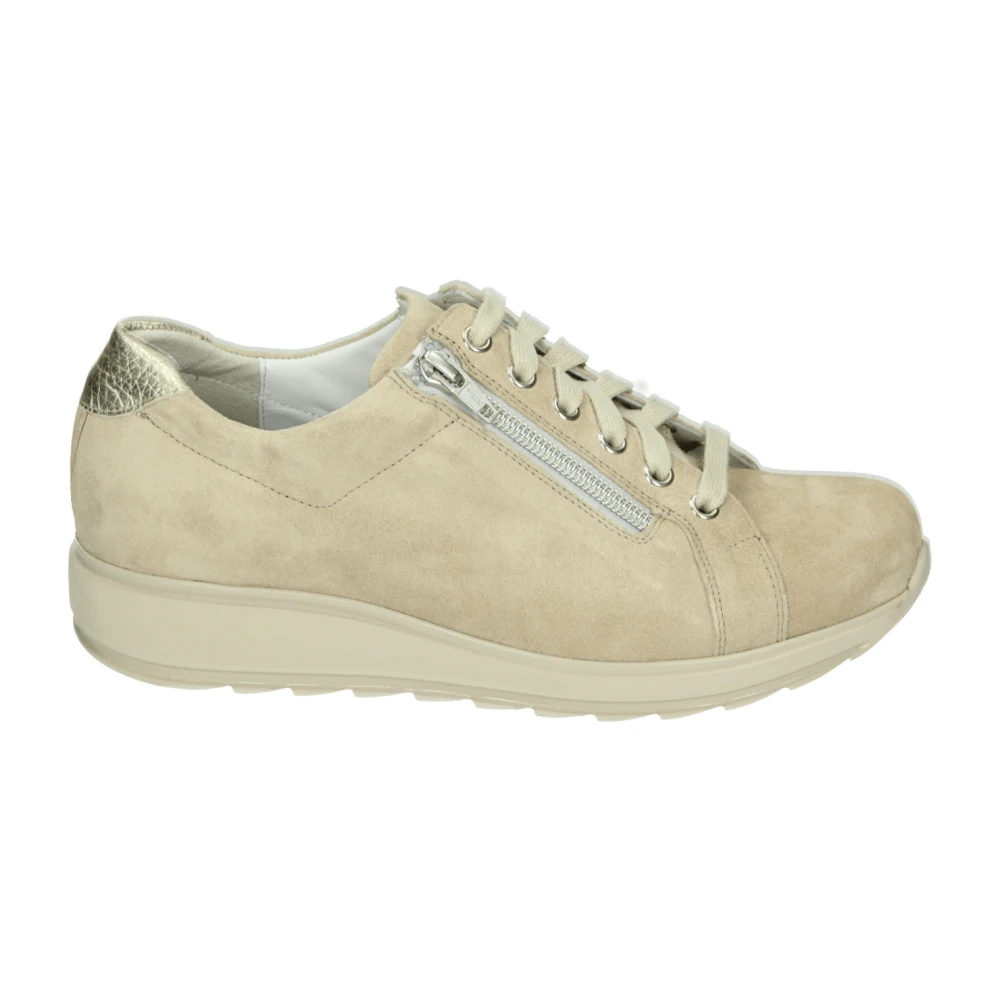 Durea Sportieve Lage Damesschoenen Taupe Dames Schoenen Beige