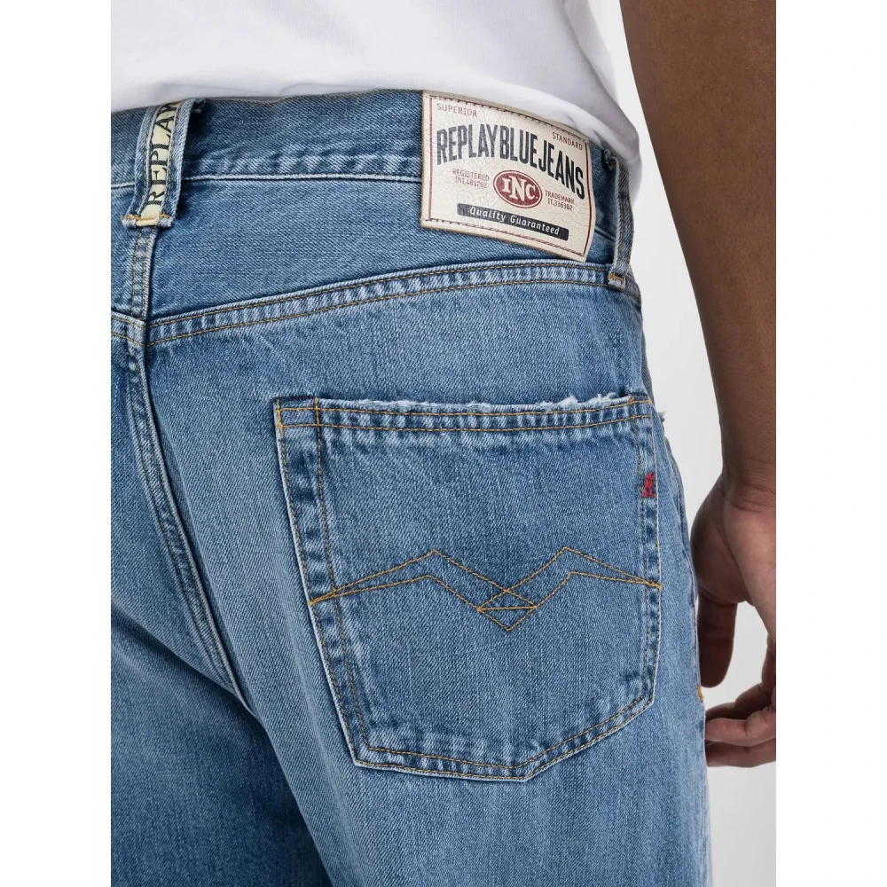 Replay Straight Cut Denim Jeans Blue Heren