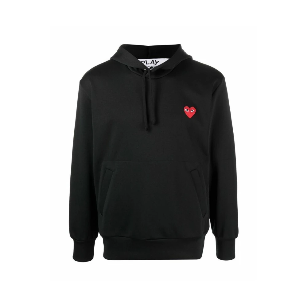 Comme des Garçons Play Hjärta Applikations Hoodie Black, Herr