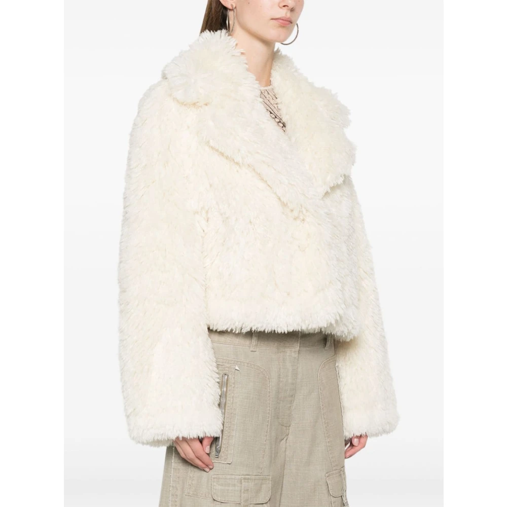 Stand Studio Witte Faux-Fur Jas met Brede Revers White Dames