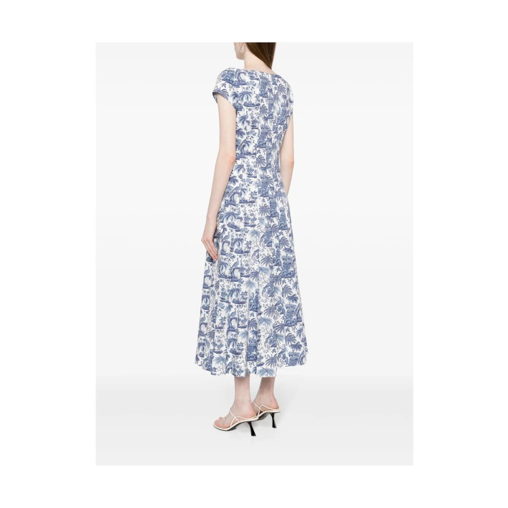 Staud Grafische Print Vierkante Hals Geplooide Jurk Multicolor Dames