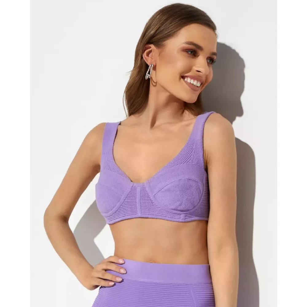 Herve Leger Lila Boucle Stijlvolle Top Purple Dames