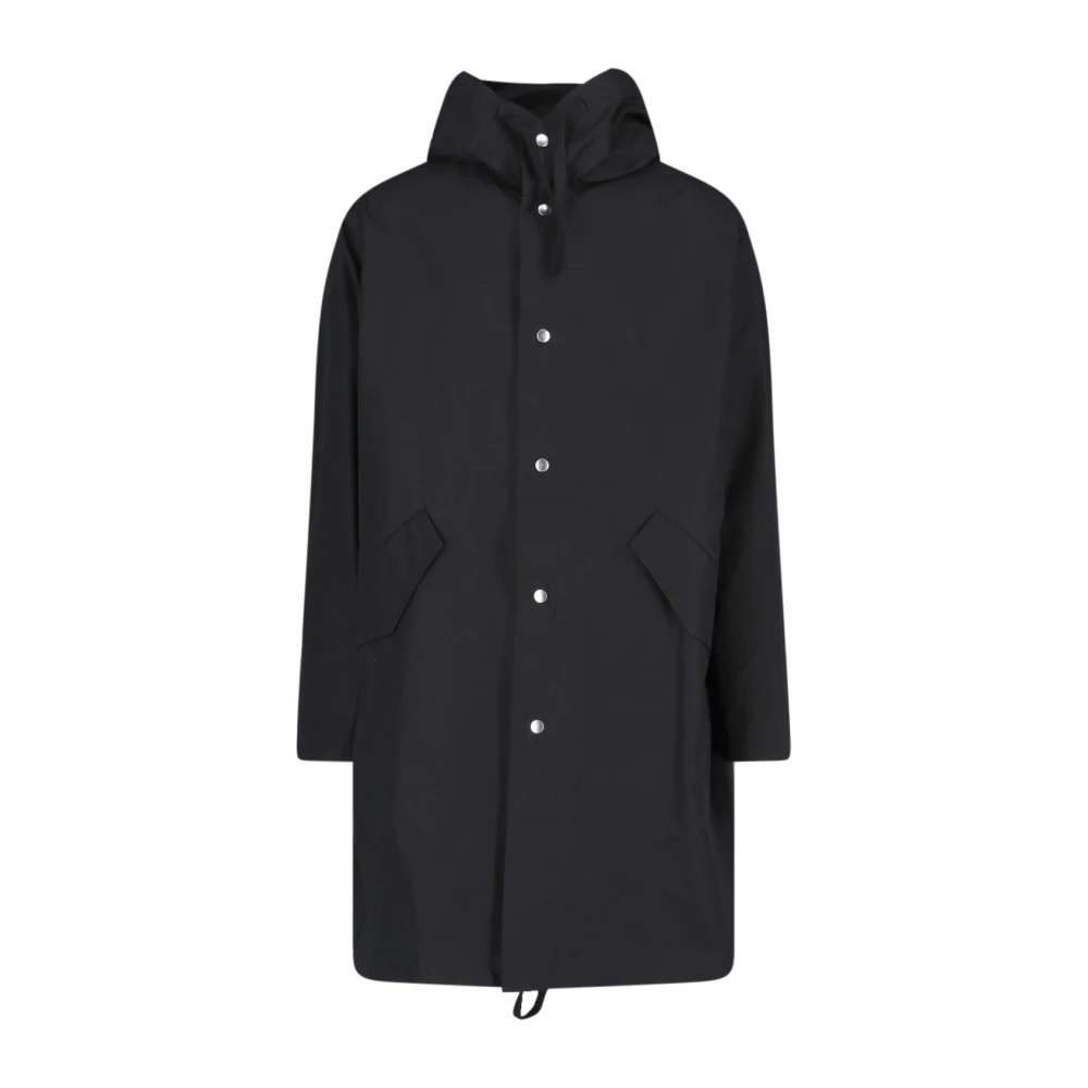 Jil Sander Men's Black Hooded Parka - Rain Jackets - M - Jackets