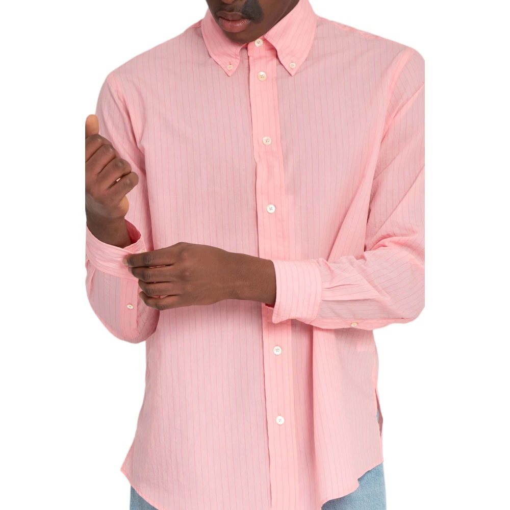 Sunflower Gestreepte Button Down Shirt Pink Heren