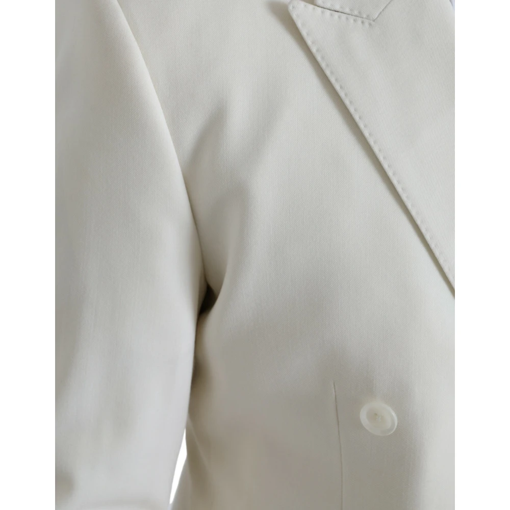 Dolce & Gabbana Witte Wollen Blazer Martini Dubbele Breasted White Heren