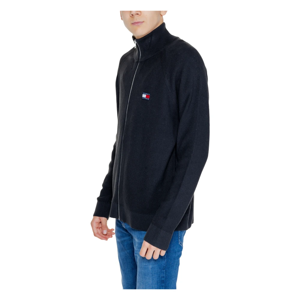Tommy Jeans Zwarte Zip-Up Cardigan Mannen Herfst Winter Black Heren