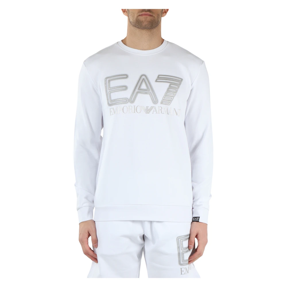 Emporio Armani EA7 Sweatshirt med Logotryck White, Herr