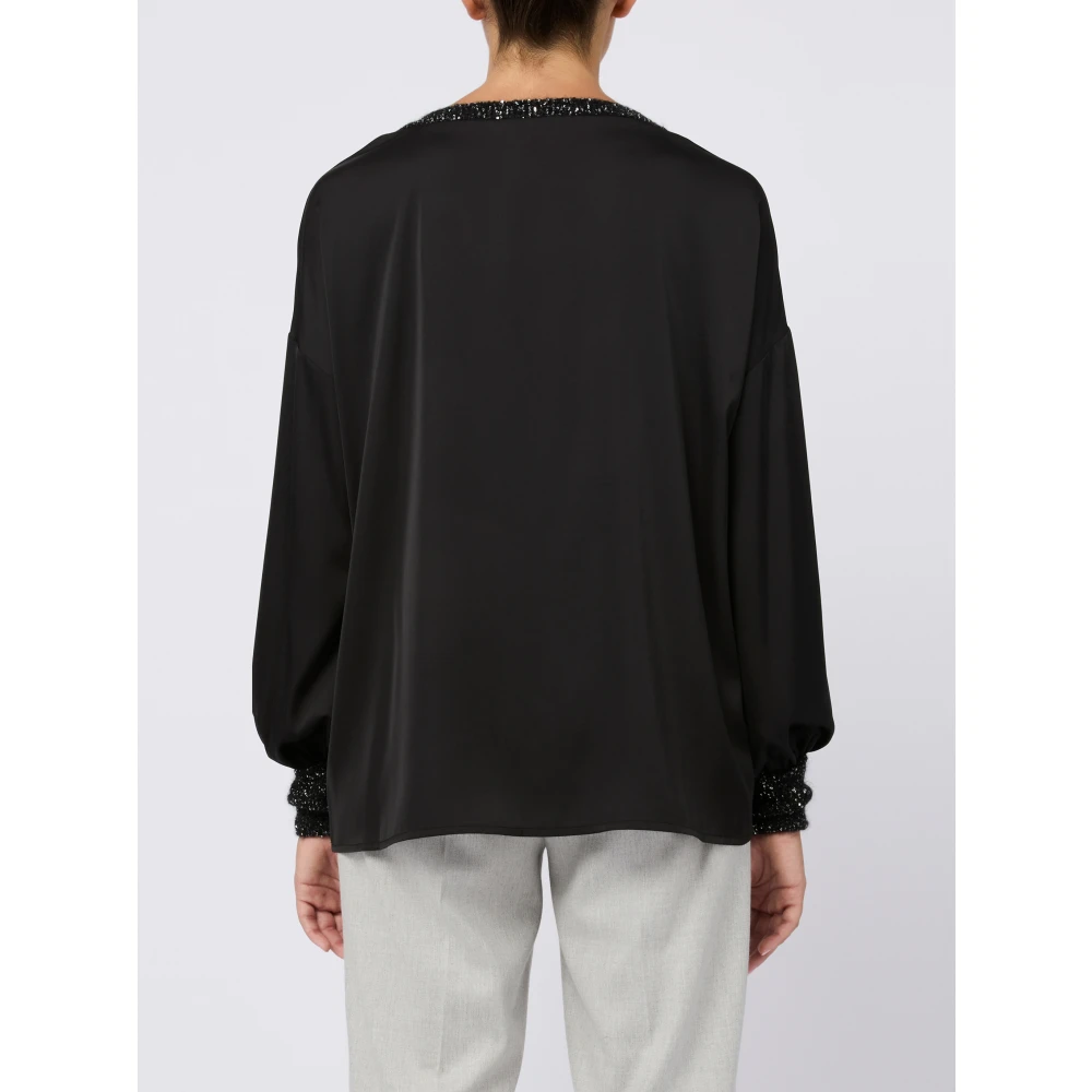 D.Exterior Zwarte Wijdvallende Lange Mouwen Blouse Black Dames