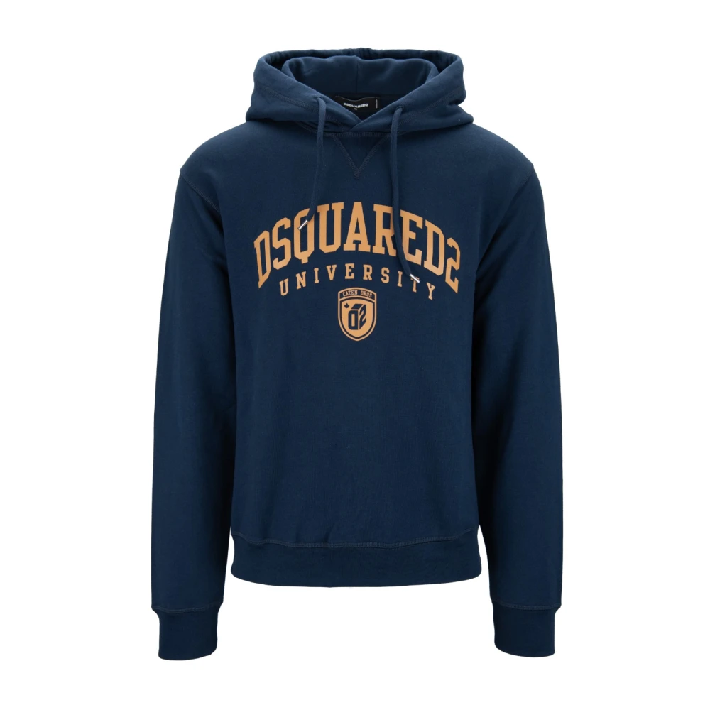 Dsquared2 Men's Blue Hoodies,, Hooded Sweatshirt With Adjustable Drawstring Extra Large