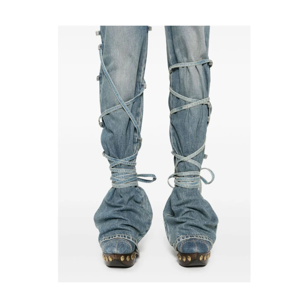 alexander mcqueen Lichtblauwe Denim Jeans met Banddetail Blue Dames