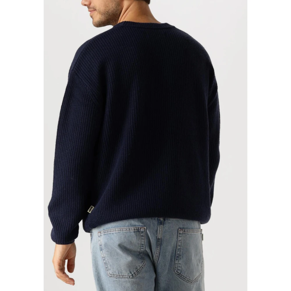 Woodbird Navy Gebreide Trui voor Mannen Blue Heren