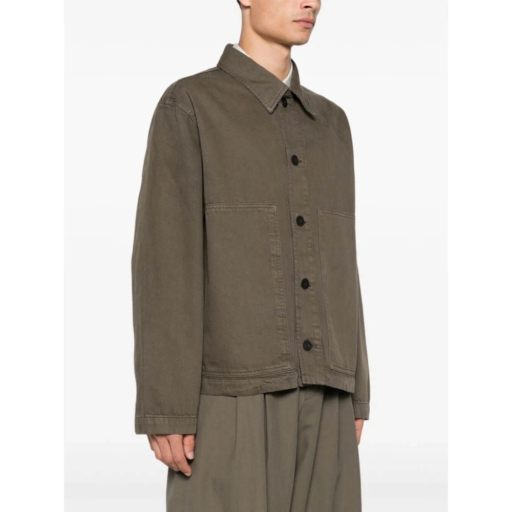Studio Nicholson Taupe Denim Jack met Zakken Brown Heren