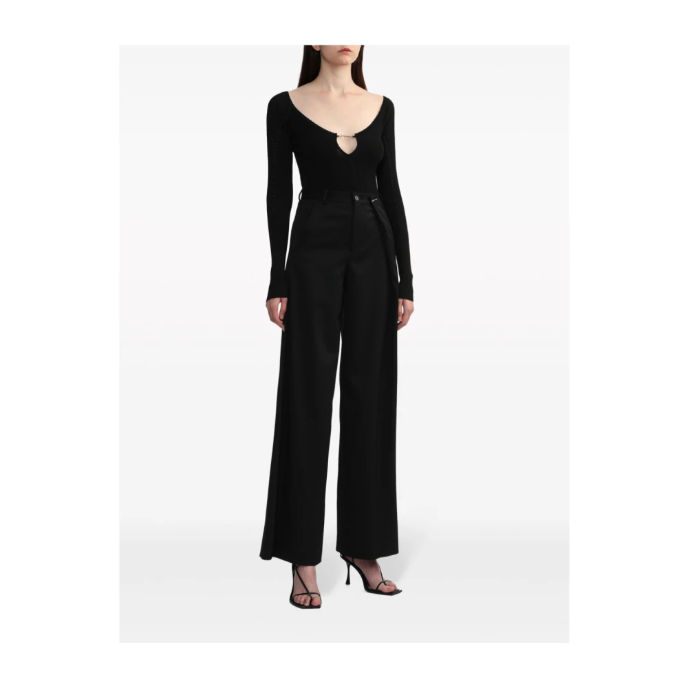 Jacquemus Zwarte V-hals Ribgebreide Trui Black Dames