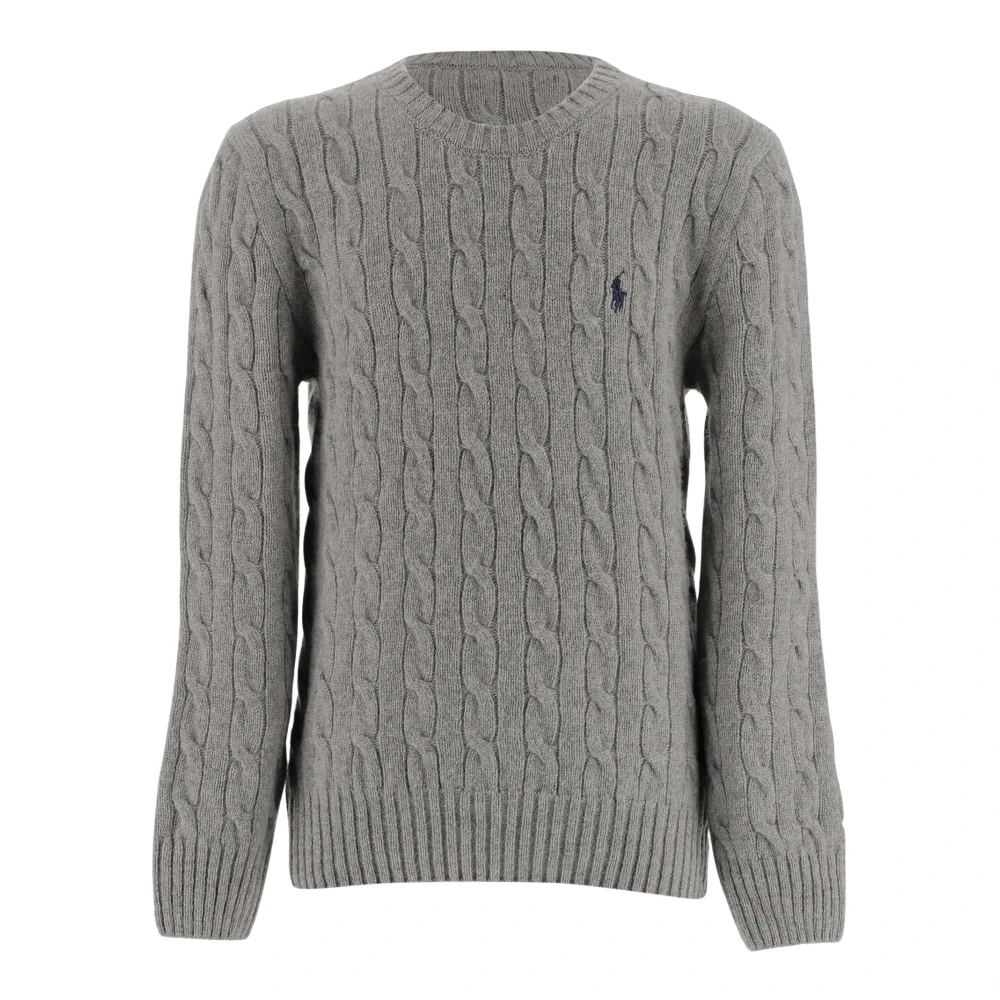 Polo Ralph Lauren Wol Kasjmier Trui Gevlochten Breisel Ronde Hals Gray Heren