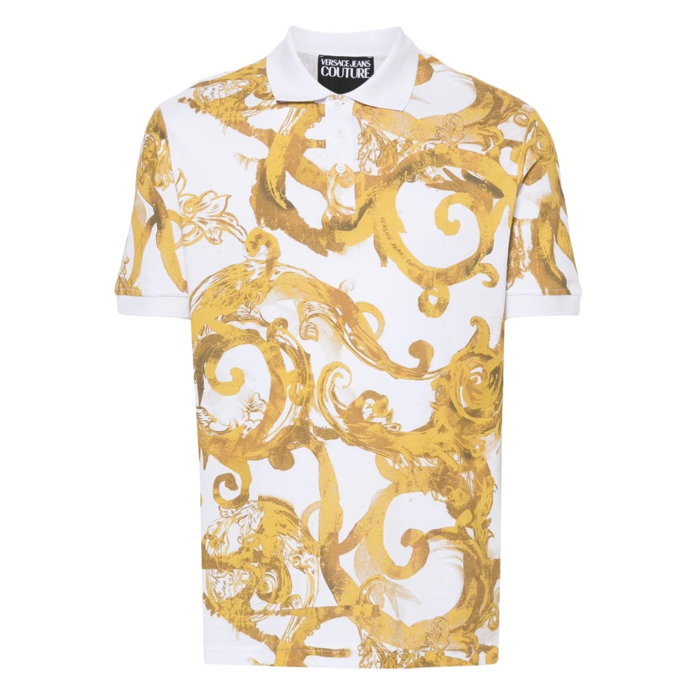 Versace Jeans Couture Barok Polo Shirt in Aquarel Wit Multicolor Heren