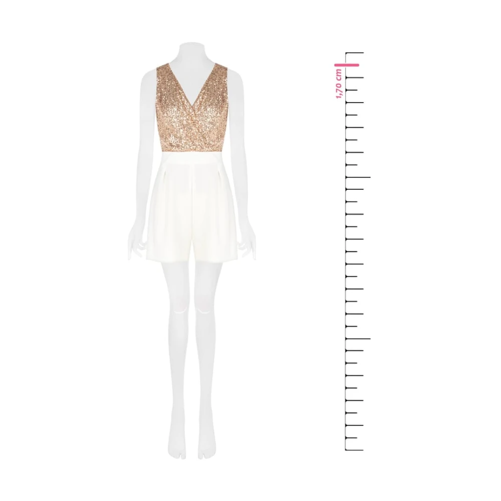 RINASCIMENTO Jumpsuit met pailletten en V-hals White Dames