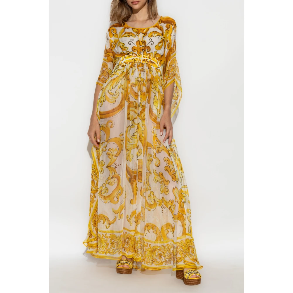 Dolce & Gabbana Jurk met Majolica-print Yellow Dames
