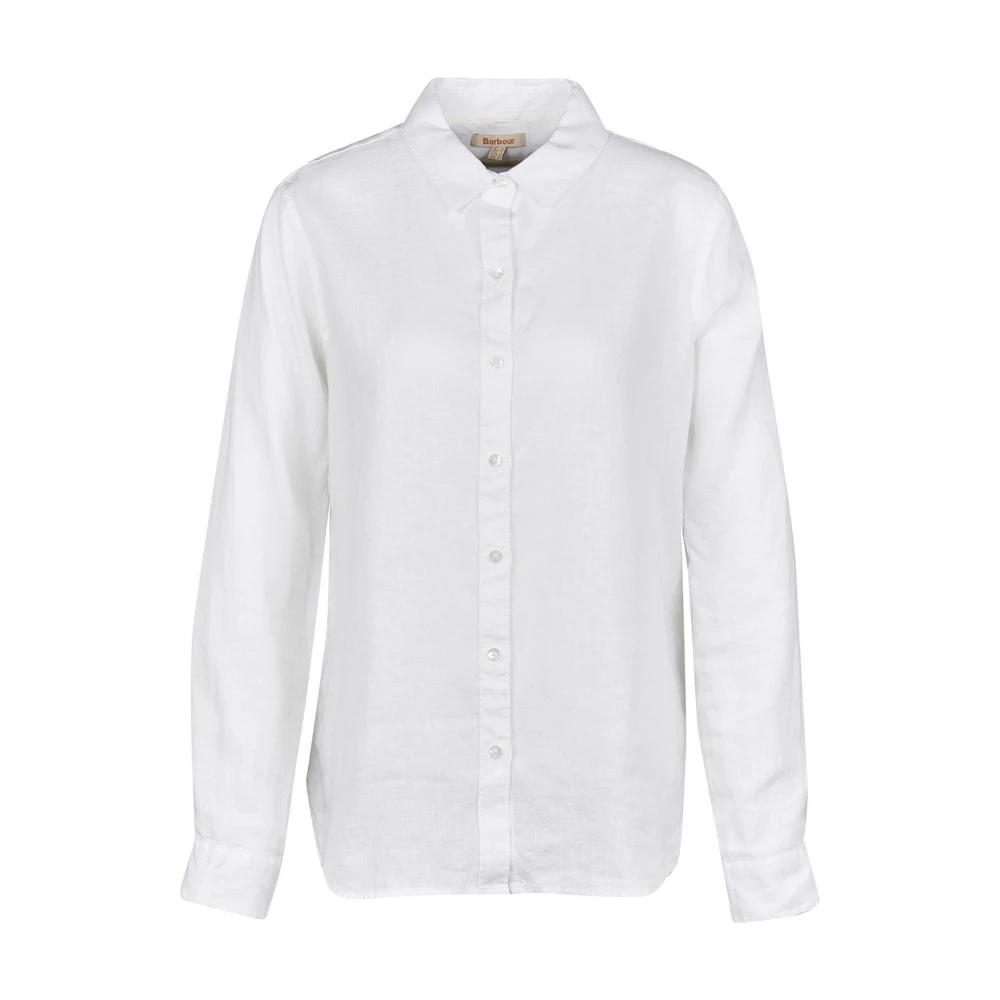 Barbour Vit Linne Casual Skjorta White, Dam