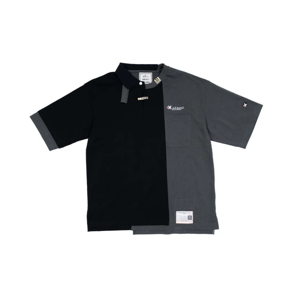 Mihara Yasuhiro Zwart T-shirt met geborduurd logo van katoen Black Heren