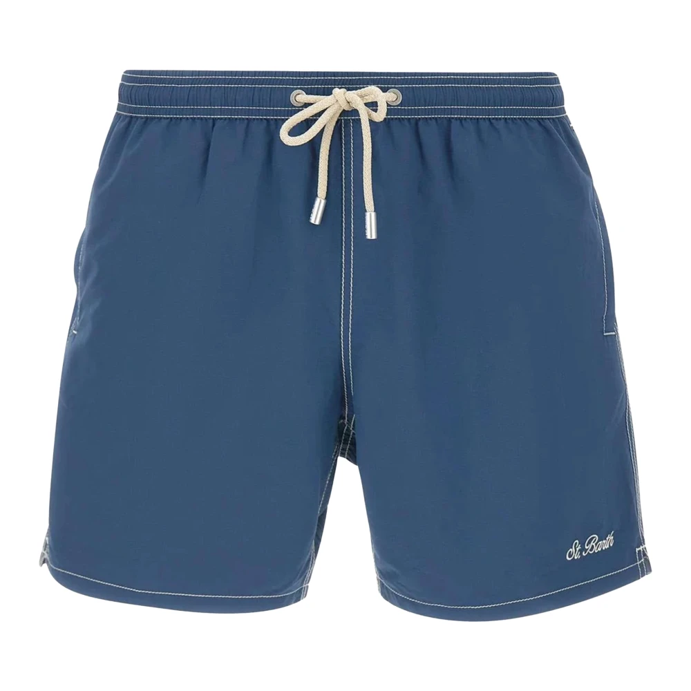 Mc2 Saint Barth Men's Blue Beachwear, L, Patmos Swim Short With Back Flap Pocket