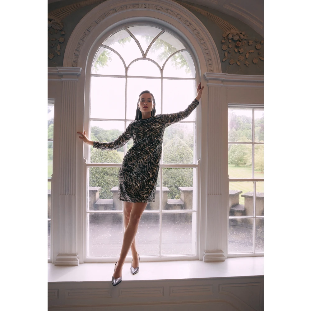 Betty & Co Paillettenjurk met boothals Multicolor Dames