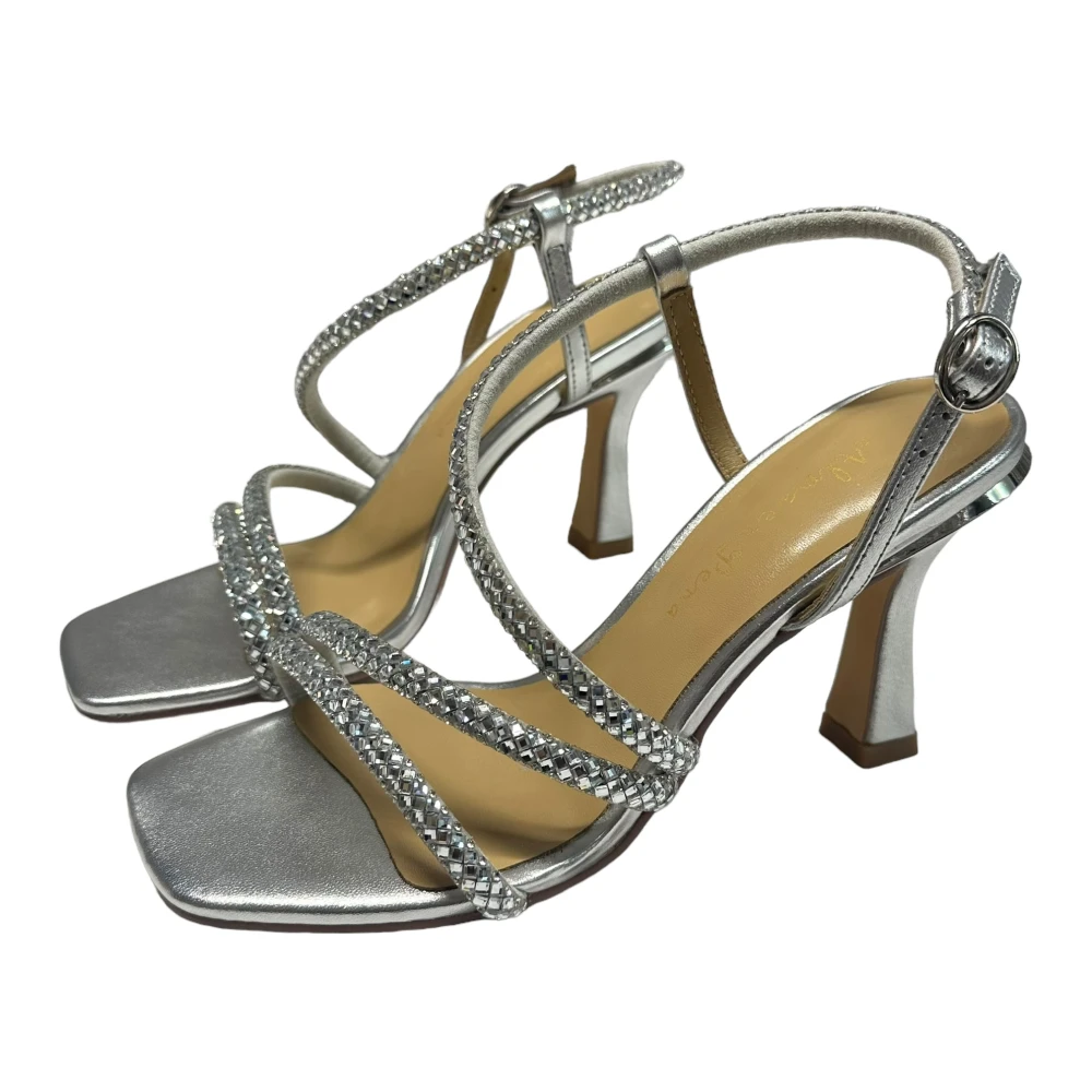 Alma en Pena Gelamineerde leren sandalen 10cm hak Gray Dames