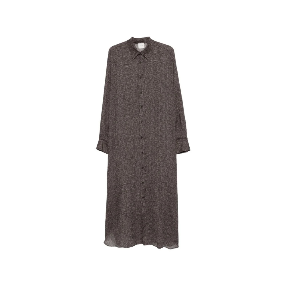 Alysi Women's Gray Shirt Dresses, Xs, Pattern Ramie Midi Dress
