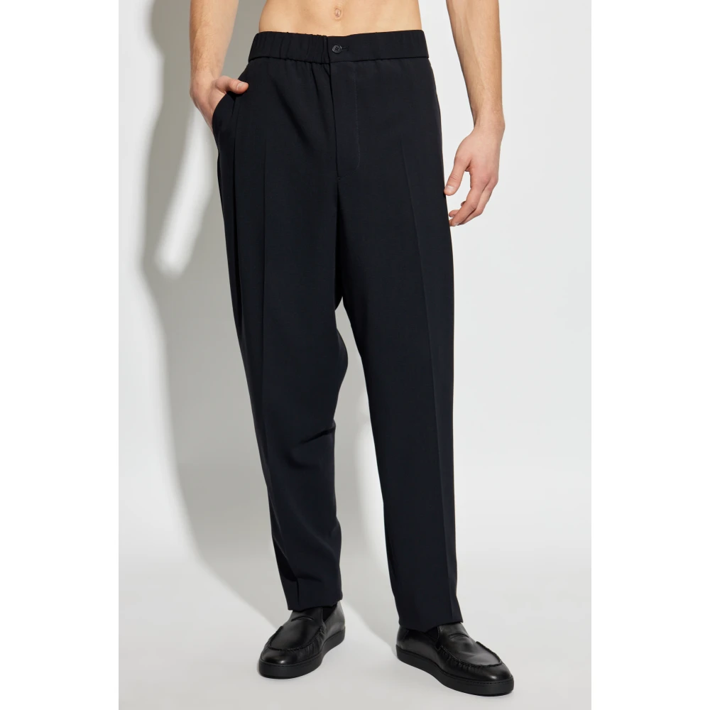 Giorgio Armani Wollen broek met vouw Blue Heren