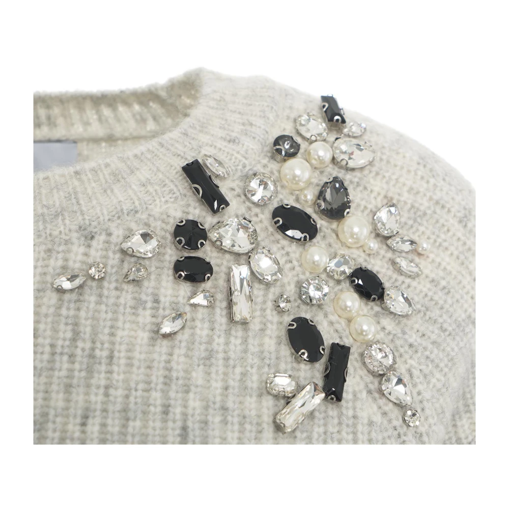 Kaos Grijze Rhinestone Sweater Gebreide kleding Aw24 Gray Dames