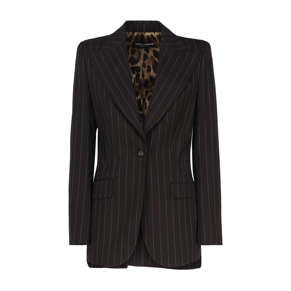 Dolce & Gabbana Sofistikerad Svart Pinstripe Jacka Black, Dam