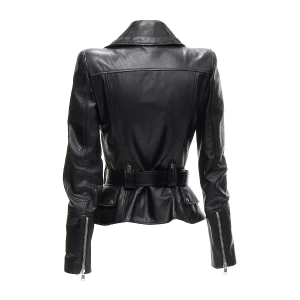 alexander mcqueen Leather outerwear Black Dames