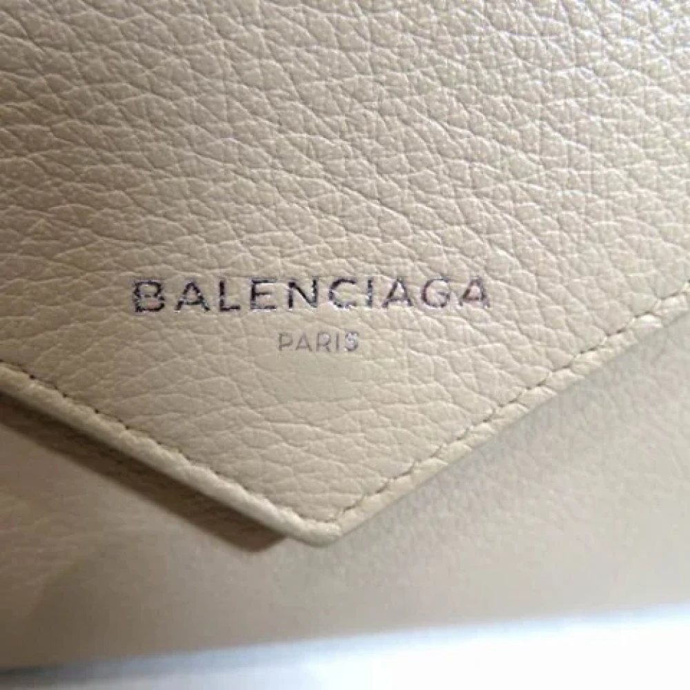 Balenciaga Vintage Tweedehands Beige Leren Portemonnee Beige Dames