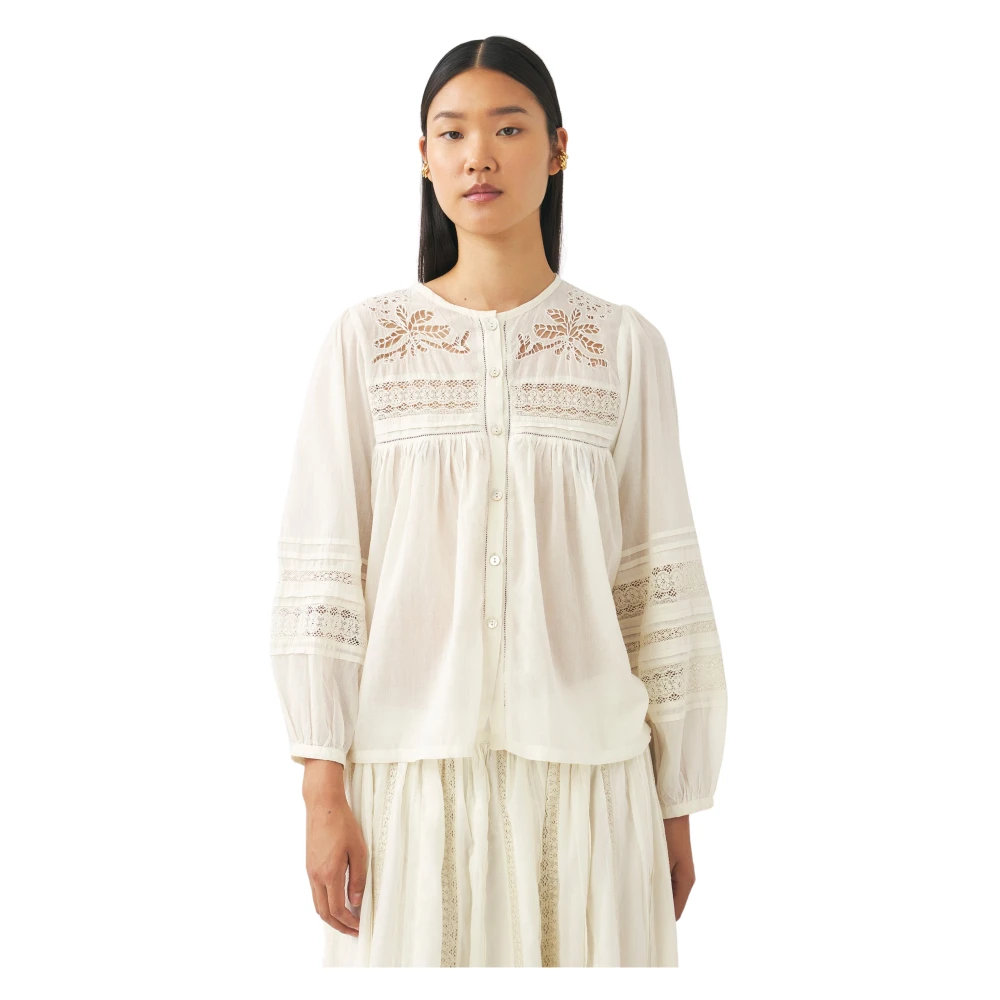 Antik Batik Blus med öppen väv Aloha Beige, Dam