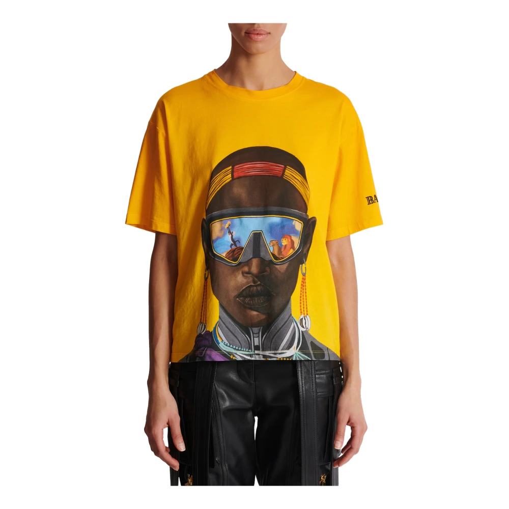 Balmain Disney x : The Lion King T-shirt met print Nika Mtwana Yellow Dames