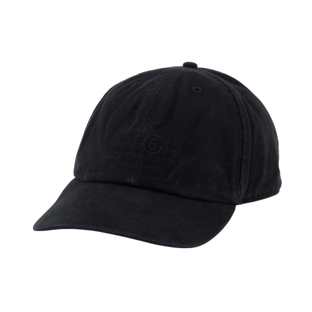 Mm6 Maison Margiela Gorra De Lona De Algodón Accessories Hombre Negro M Gorra De Lona De Algodón