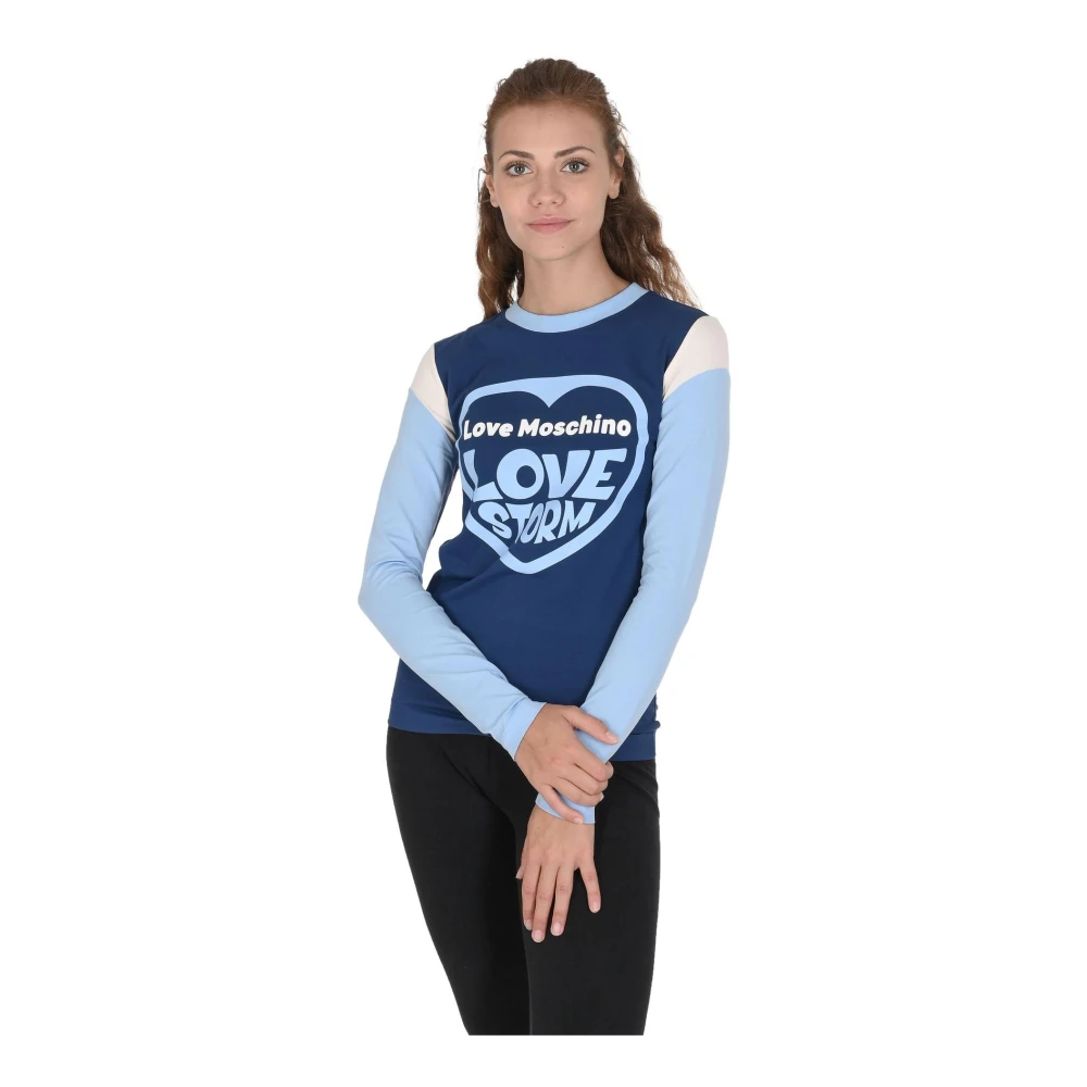 Love Moschino Kleurrijk Katoenen T-shirt Blue Dames