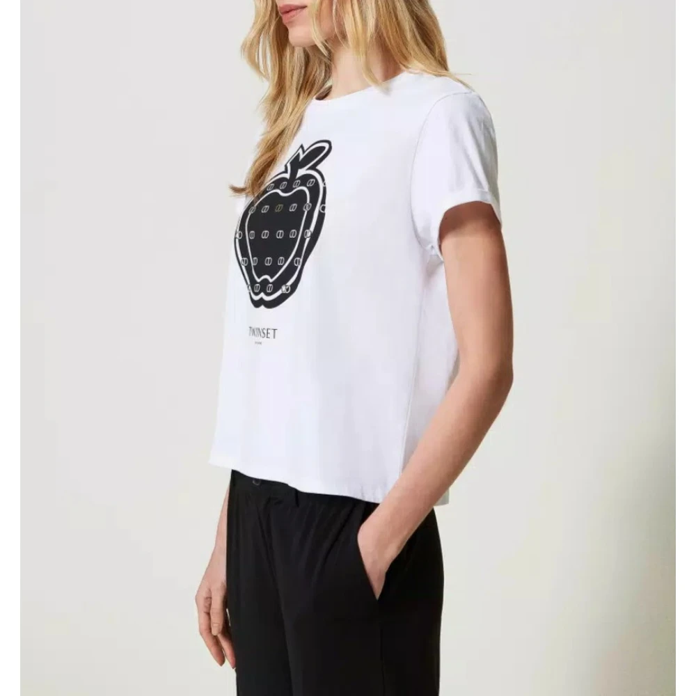 Twinset T-Shirt met bedrukt logo White Dames