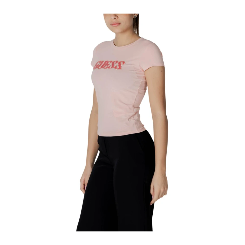 Guess Roze Ronde Hals T-Shirt voor Vrouwen Pink Dames