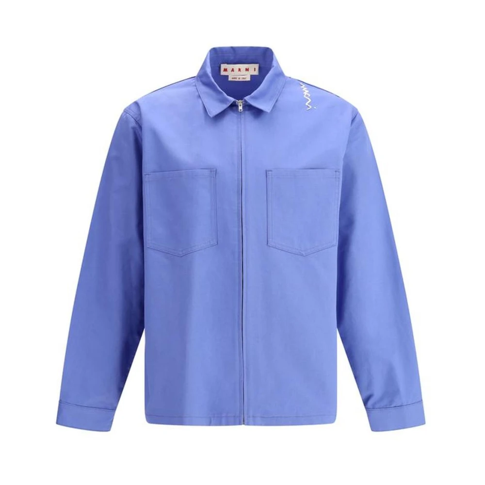 Marni Denim Rits Shirt Modern Ontwerp Blue Heren