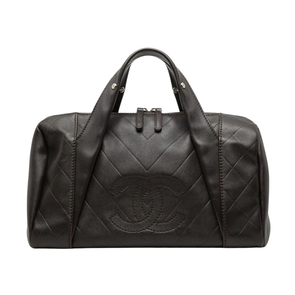 Chanel Vintage Women's Brown Pre-Owned Quilted Leather Handbag