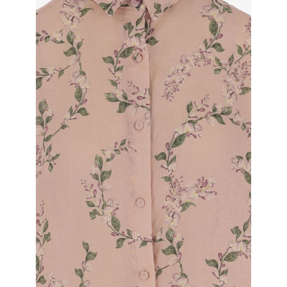 Agua by Agua Bendita Bloemen Linnen Pofmouw Shirt Multicolor Dames