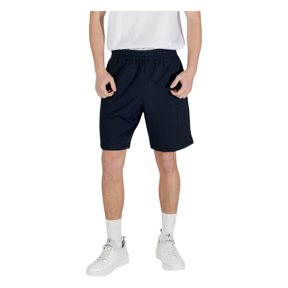 Emporio Armani EA7 Sportiga Bermuda Shorts för Män Blue, Herr