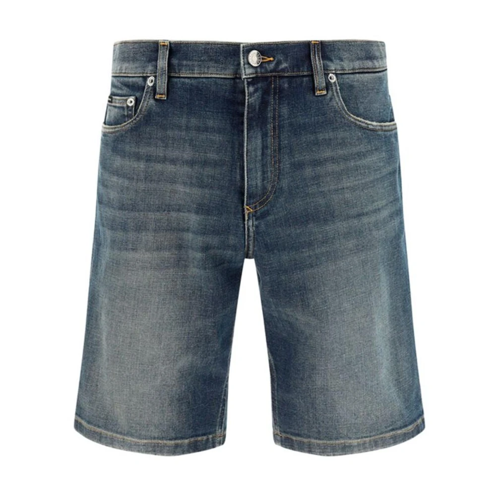 Dolce & Gabbana Stijlvolle Denim Shorts met Monogram Plaque Blue Heren